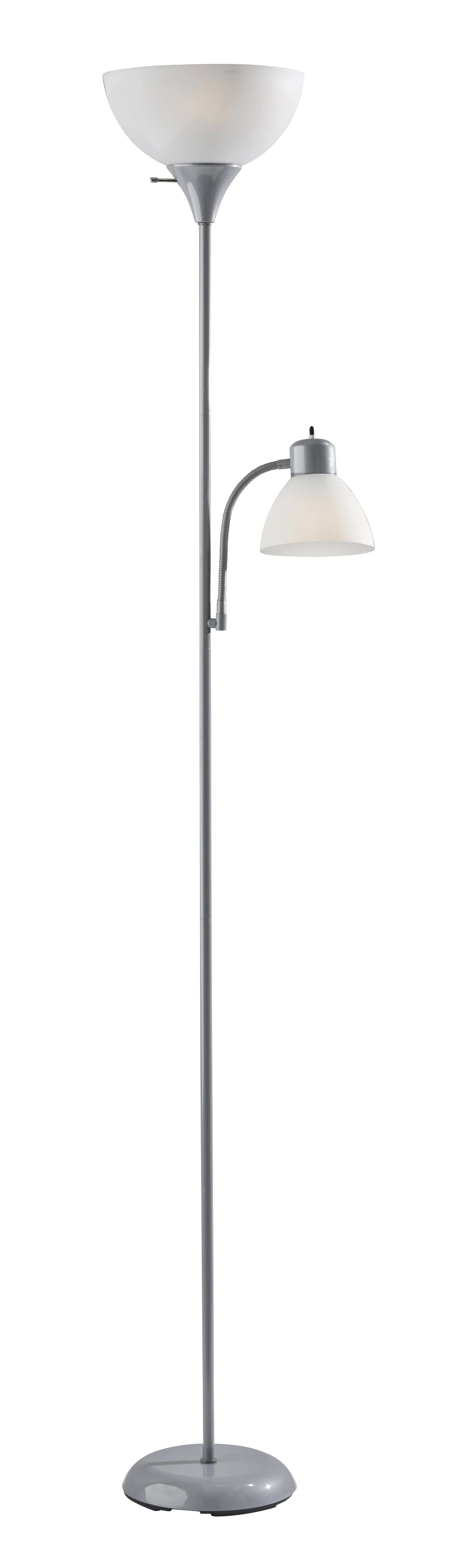 Mainstays Silver Combo Floor Lamp with Adjustable Reading Lamp - 72 ft