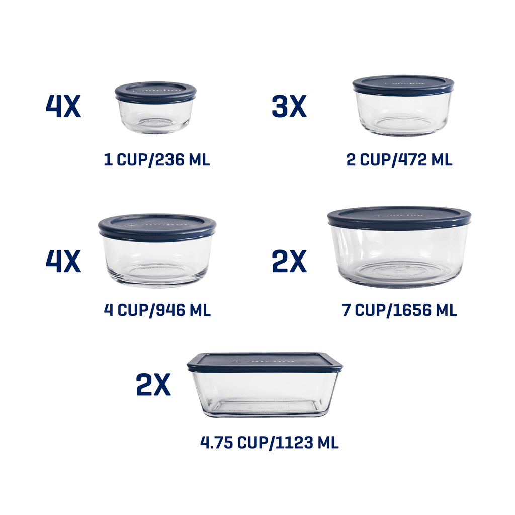 Glass Food Storage Containers with SnugFit Lids, 30 Piece Set