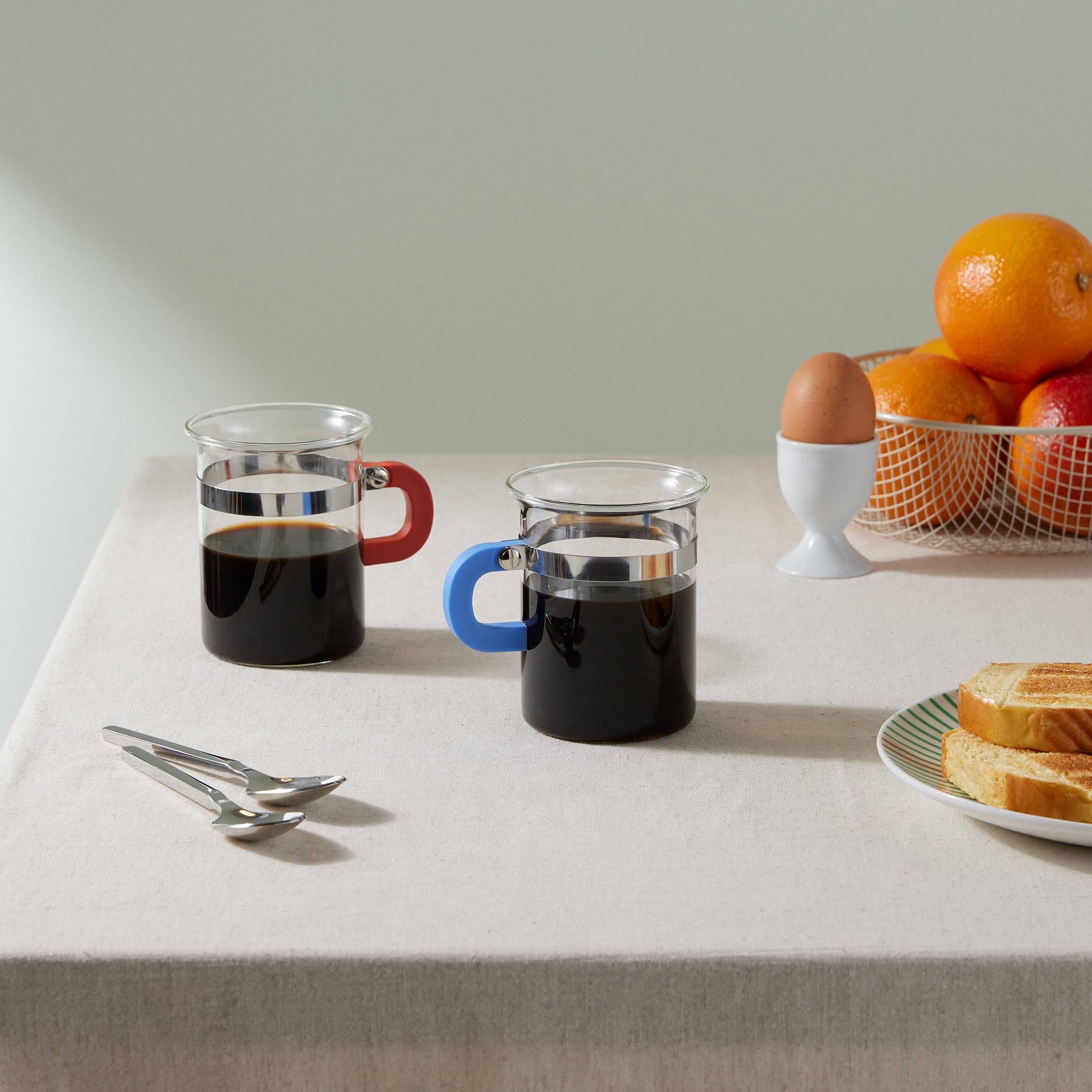 Bodum Chambord Coffee Cups - Set of 2 - Dark Coral/ Pale Blue