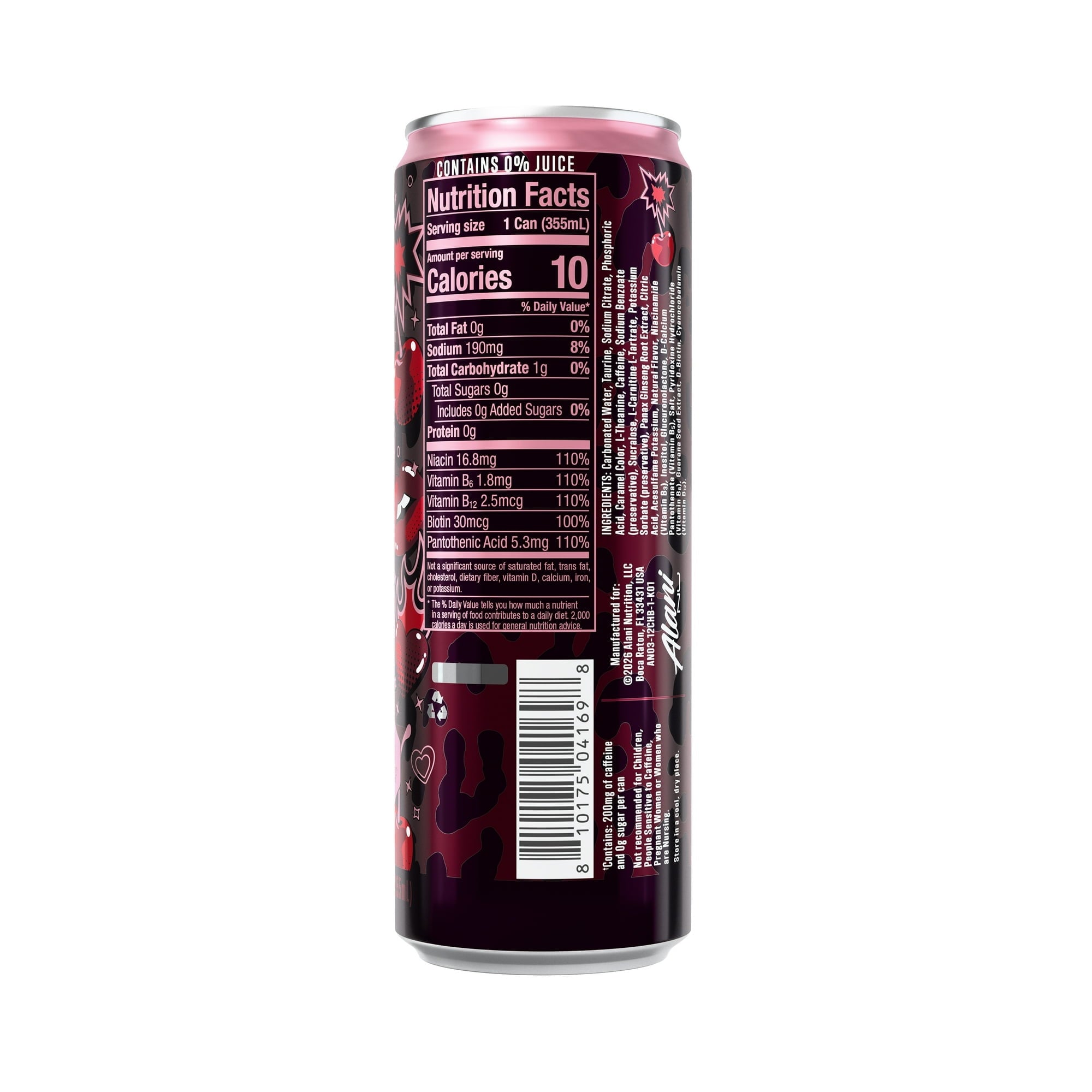 Energy Drink, Cherry Bomb Flavor, 12 fl oz Cans, Pack of 6