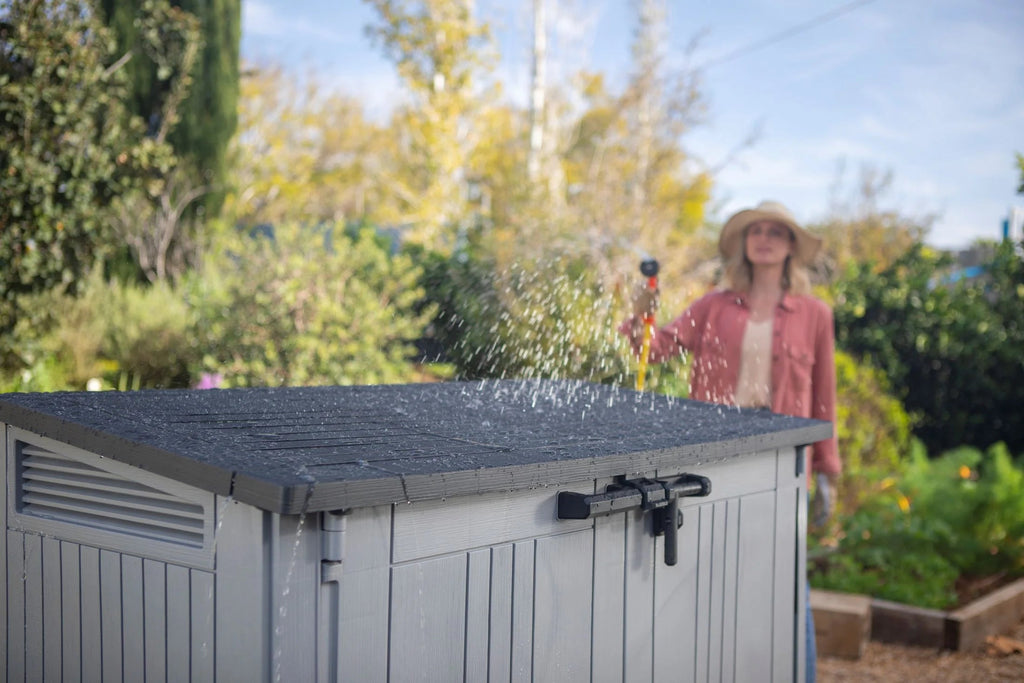 Keter Store-It-Out Prime 4.3 x 3.7 ft. Outdoor Resin Storage Shed with Easy Lift Hinges, Perfect for Yard Tools, Pool Toys and Garden Accessories, Grey