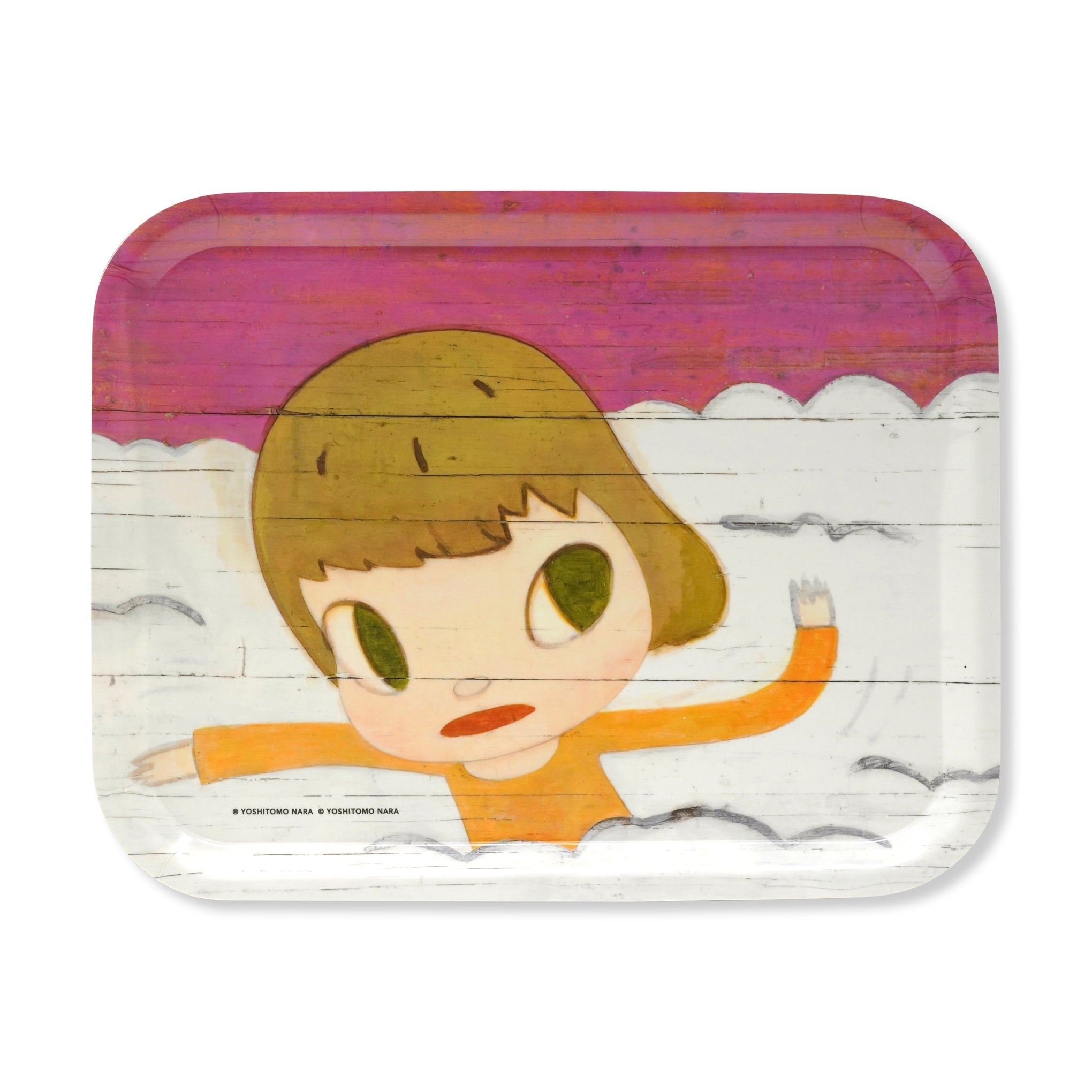 Yoshitomo Nara Birch Wood Tray - White/ Multi