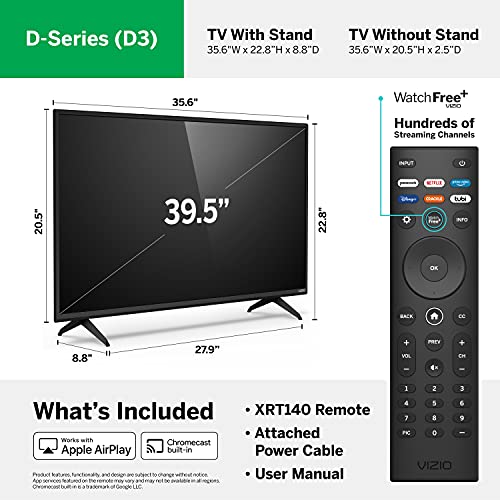 VIZIO 40-inch D-Series Full HD 1080p Smart TV with AMD FreeSync Apple AirPlay