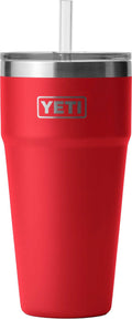 Yeti Rambler 26 oz Stackable Straw Cup, Rescue Red