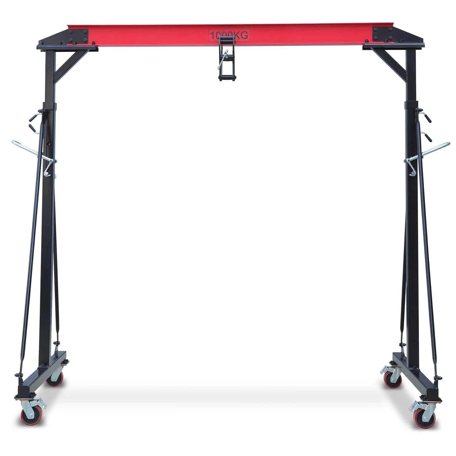 Garvee 1 Ton Adjustable Gantry Crane, 2200 lbs Capacity, Height Adjustable 96.5"-143.7", Portable Hoist for Factory, Construction, Warehouse, Auto Repair