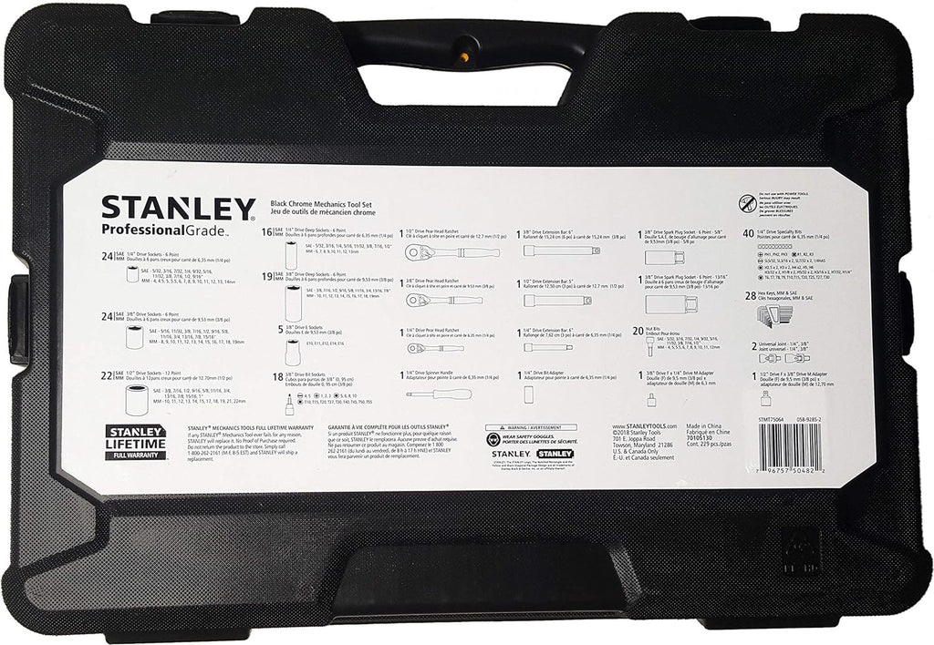 Professional Grade Black Chrome NEW Mechanics Tool Set (Socket Set-229 pieces)