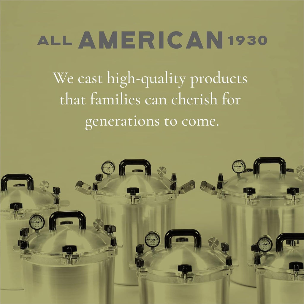 All American 1930: 21.5qt Pressure Cooker/Canner (The 921) – Exclusive Metal to Metal Sealing System – Easy to Open & Close – Suitable for Gas, Electric, or Flat Top Stoves – Made in the USA