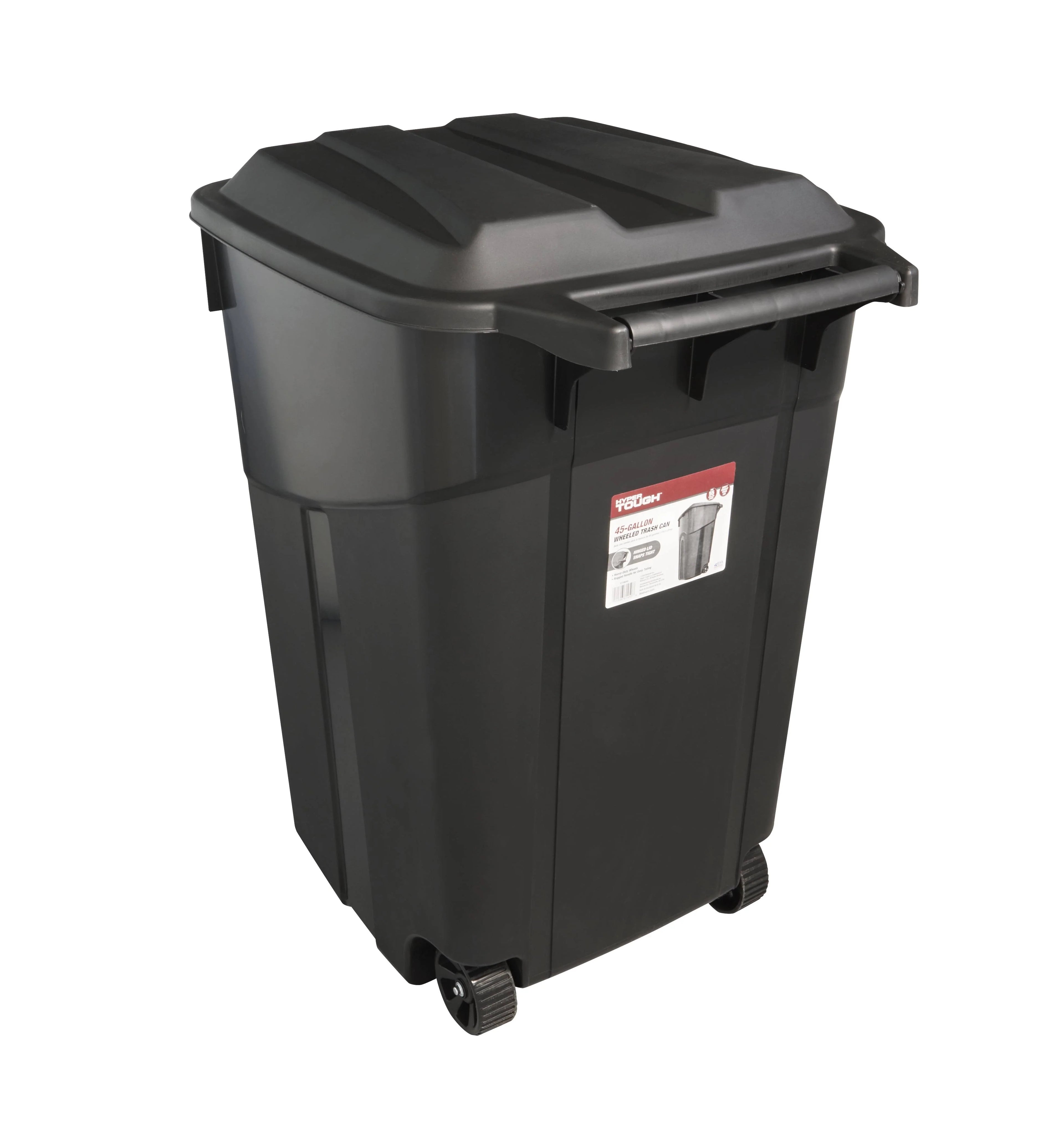 United Solutions 45 Gal Wheeled Trash Can with Attached Lid