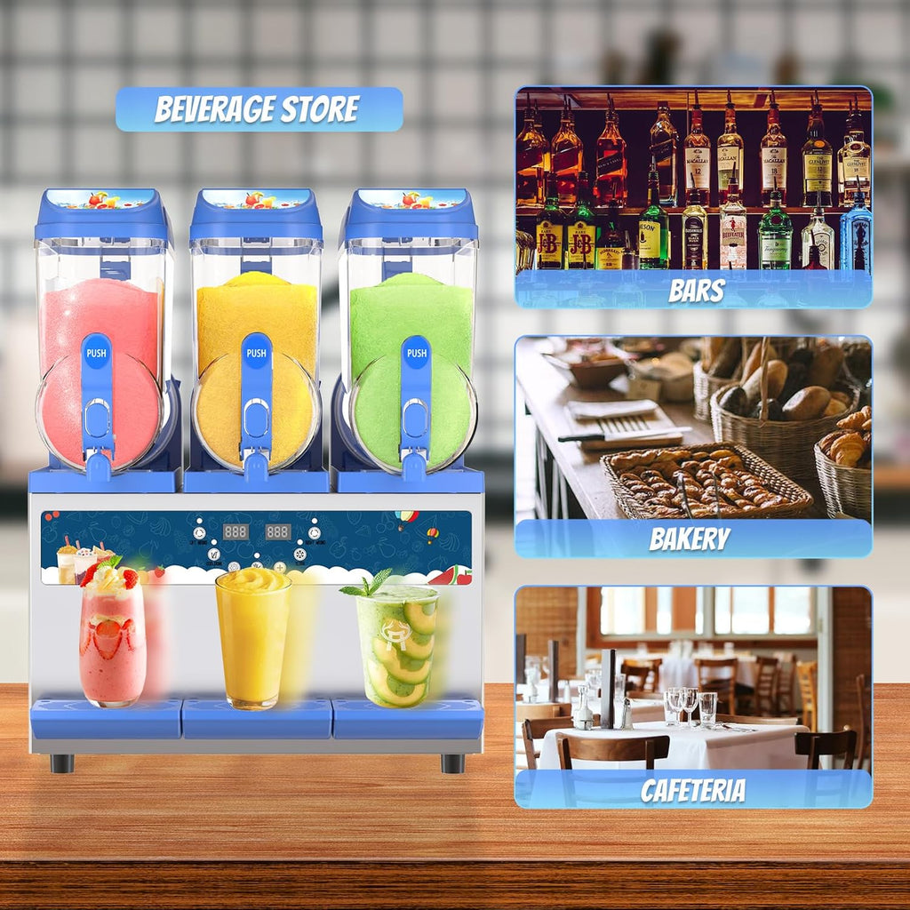 Commercial Slushy Machine - 1000W 30L Tanks Slush Maker Machine 304 Stainless Steel Commercial Margarita Machines Efficient Cooling the Ideal Slushie Maker for Bars Cafes Restaurants
