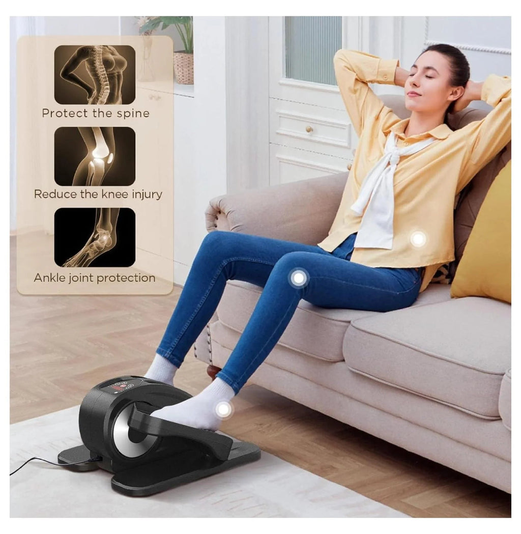Under Desk Elliptical Electric Foot Pedal Exerciser Fully Assembled Seated Elliptical Compact Portable Elliptical Machine Trainer with Control Mini Elliptical Leg Exerciser for Home