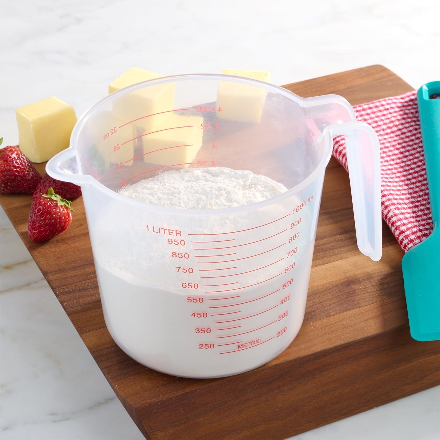(12 pack) 4 Cup PP Plastic Measuring Cup, 32 oz, Clear