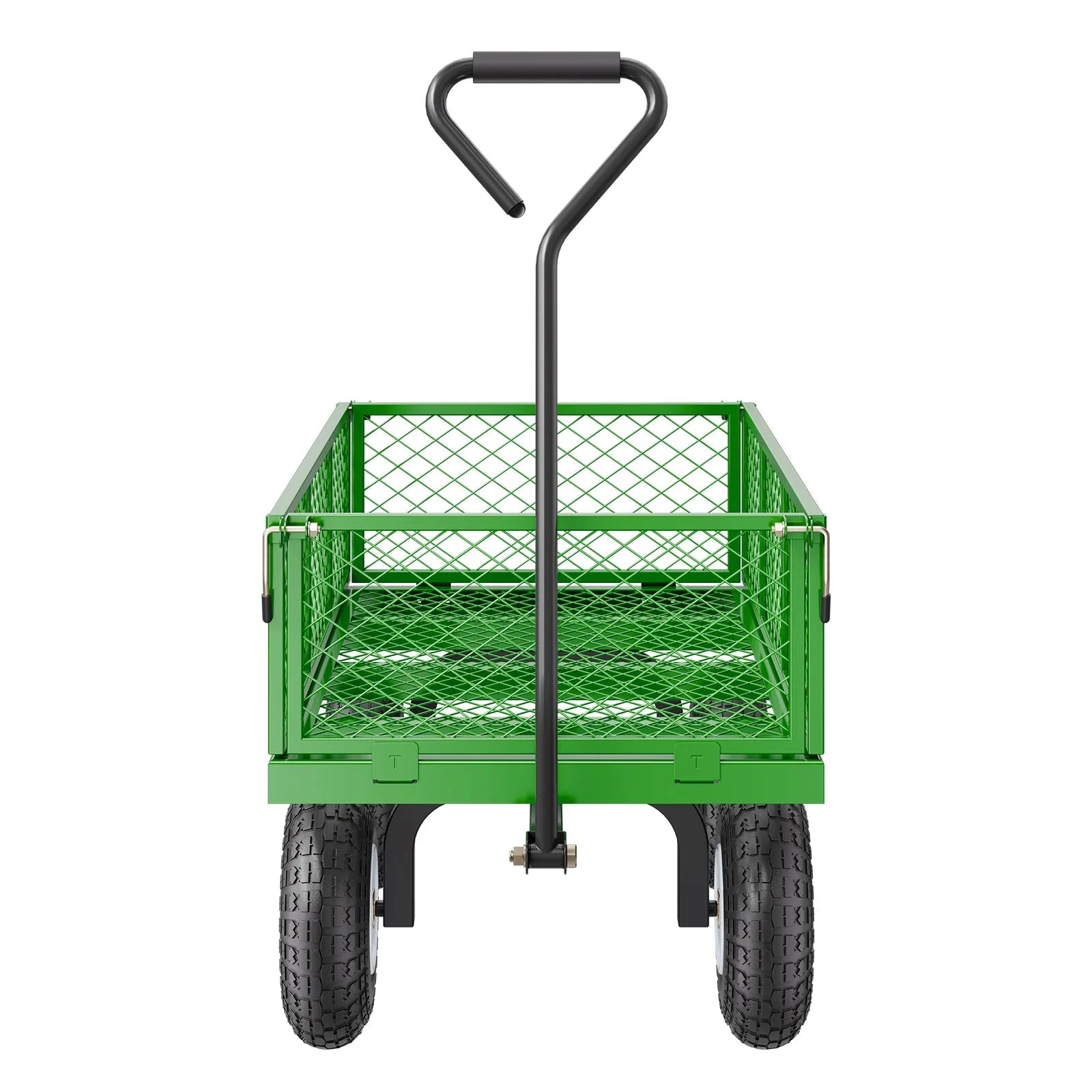 KFFKFF Mesh Steel Garden Cart 900 Lbs, 38 x 22 " Heavy Duty Utility Wagon Cart, Metal Garden Trolley with 10" Wheels, Removable Mesh Sides, 180 Swiveling Handle (Green)