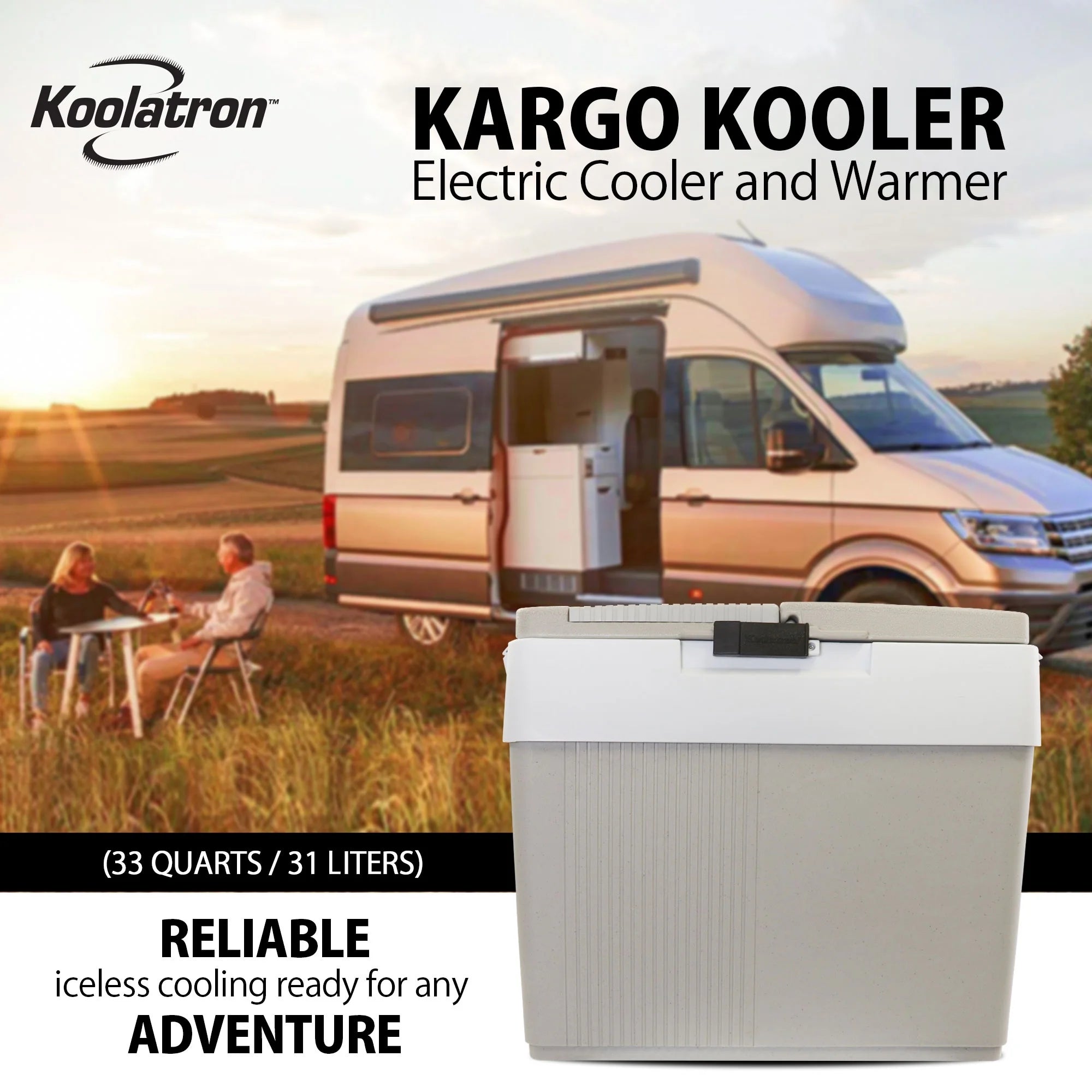 Koolatron 12V Electric Cooler/Warmer 34L (36 qt), Two-Way Design, Gray
