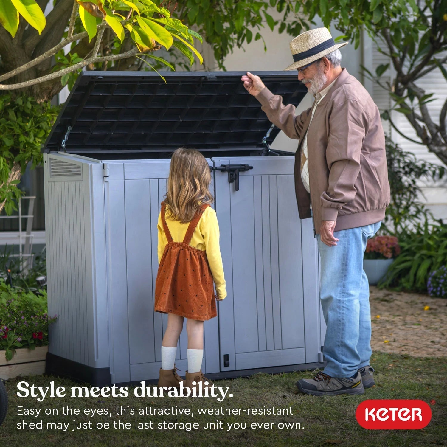 Keter Store-It-Out Prime 4.3 x 3.7 ft. Outdoor Resin Storage Shed with Easy Lift Hinges, Perfect for Yard Tools, Pool Toys and Garden Accessories, Grey