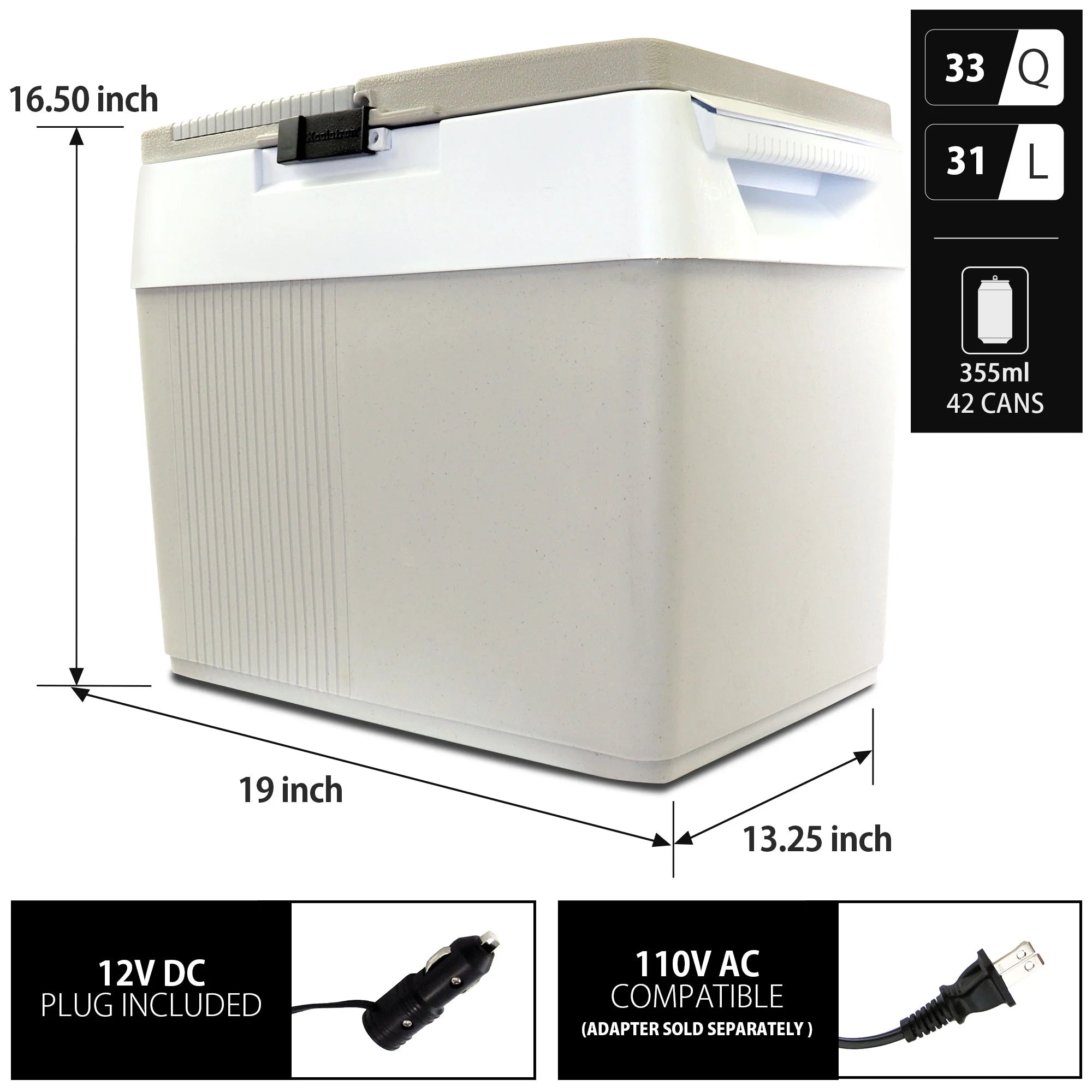 Koolatron 12V Electric Cooler/Warmer 34L (36 qt), Two-Way Design, Gray