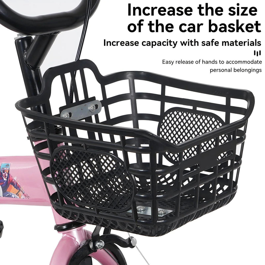 Baprem 18" Girls Bike for 5-9 Years Old Kids, Cute Kids Bike with Training Wheels, Steel Frame Sporty Children Bicycle, Pink