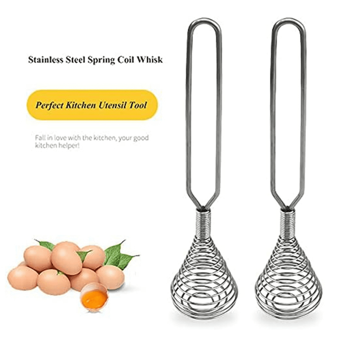 Stainless Steel Spring Coil Whisk Wire Whip-Cream Egg Beater Gravy-Cream Hand Mixer Kitchen Tool Accessories for Mixing