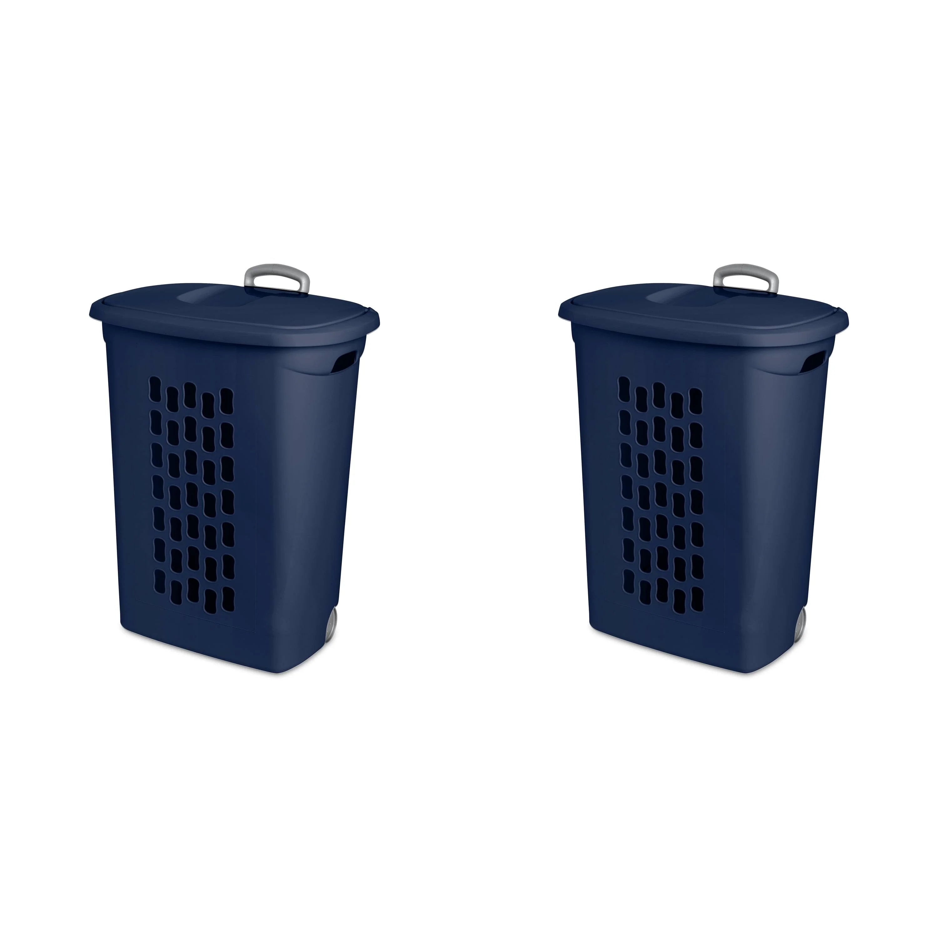 Sterilite Ultra Wheeled Hamper Plastic, Blue Cove, Set of 2, Size: 21 Large x 13 3/4 W x 28 3/8 H