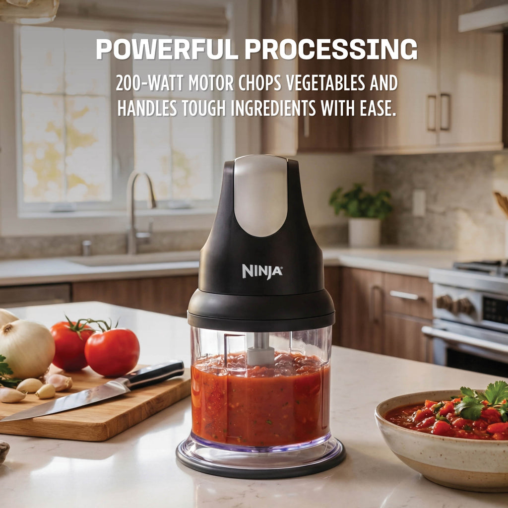 2-Cup Food Processor, Mince, Puree, One-Touch, Non-Slip Base, Dishwasher Safe, Black