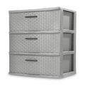 Sterilite 3-Drawer Wide Tower, Cement Weave
