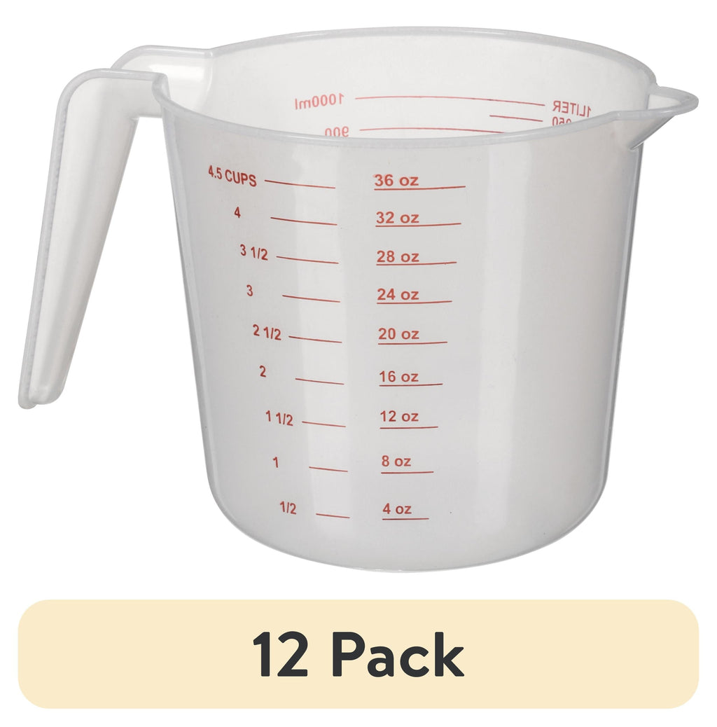 (12 pack) 4 Cup PP Plastic Measuring Cup, 32 oz, Clear