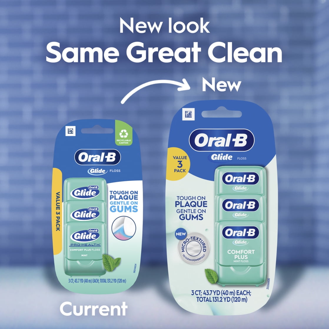 Glide Comfort Plus Dental Floss, Extra Soft, Value 3 Pack (40m Each)