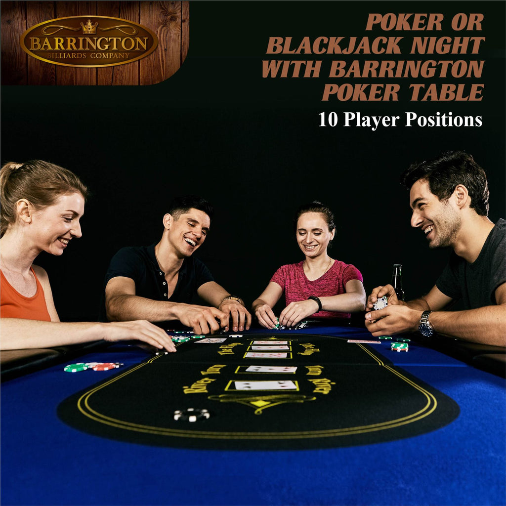 Barrington 10 Player Blue Poker Table with Metal Frame and Cup Holders, No Assembly Required
