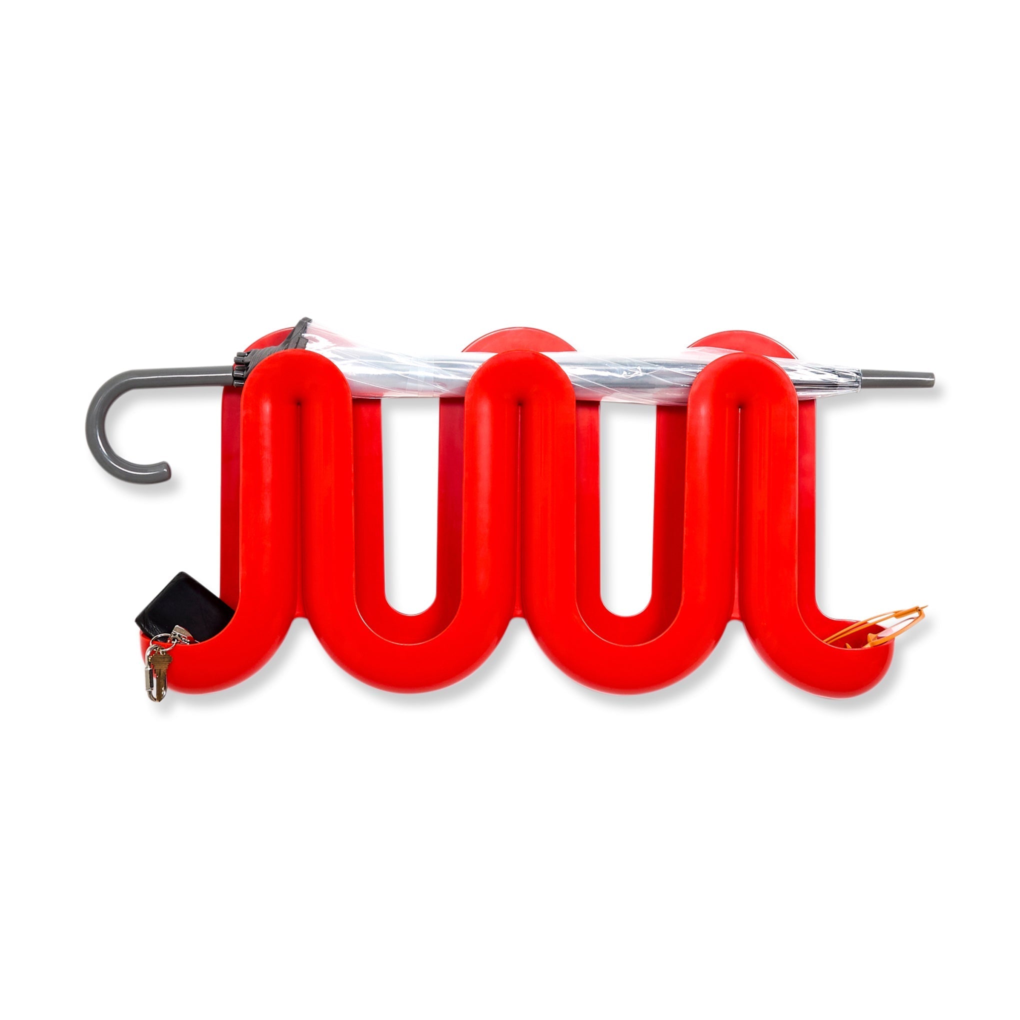 Swell Coat Rack &amp; Wall Organizer - Red/ Orange