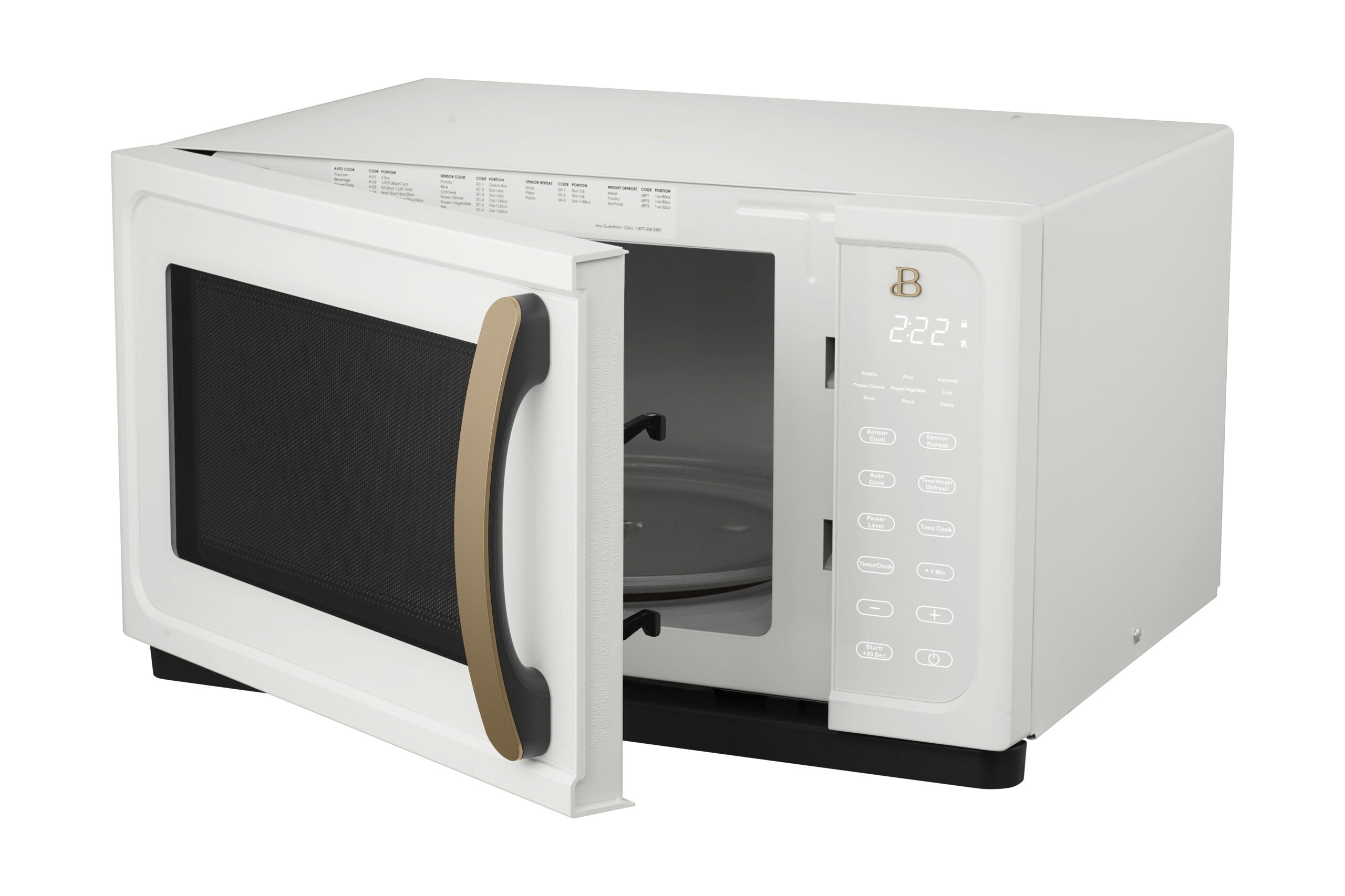 Beautiful 1.1 Cu ft 1000W Sensor Microwave Oven, White Icing - Kitchen Appliance