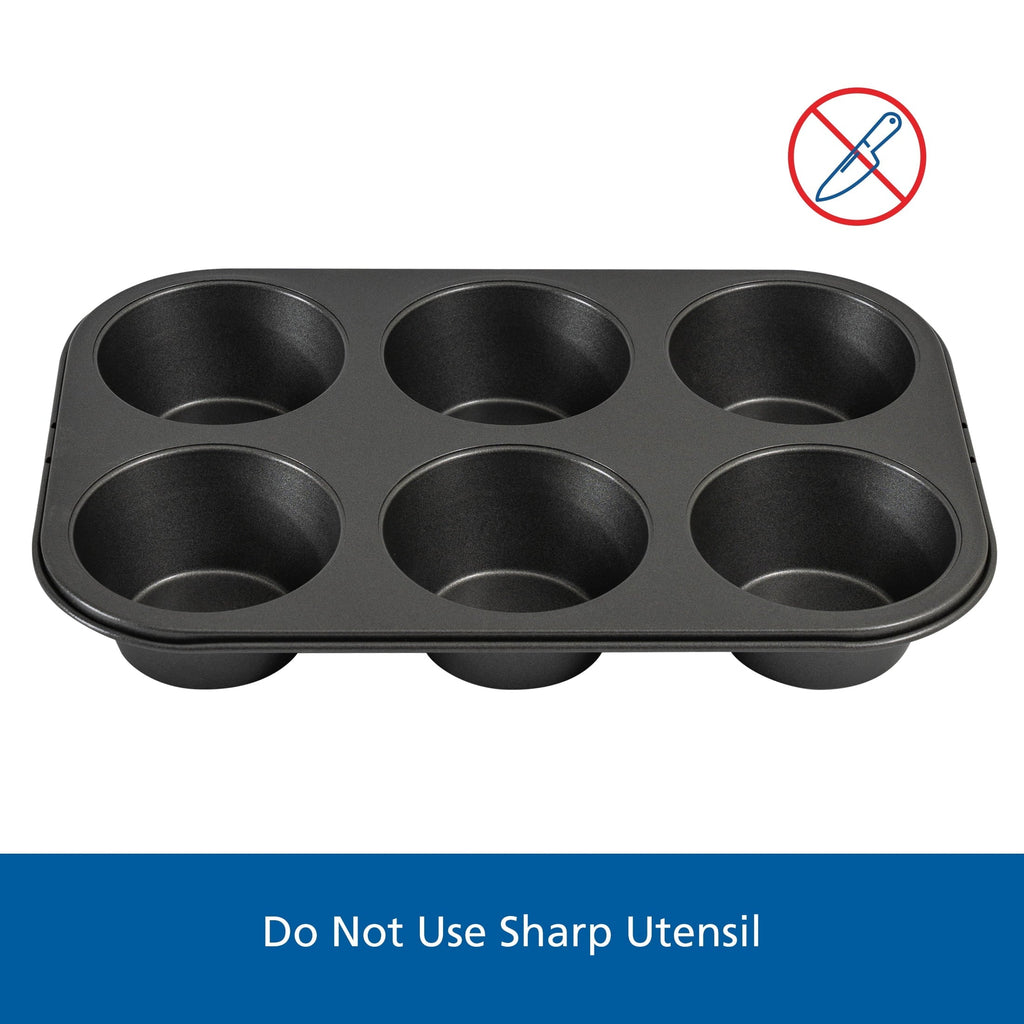 6 Cup Jumbo Muffin Pan, Non-Stick Bakeware,3.4 inch Diameter Cups,Gray,Carbon Steel
