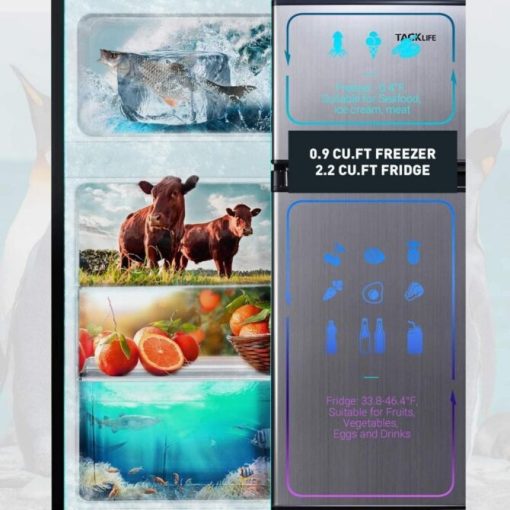 Brand 3.1 Cu.Ft Mini Fridge with Freezer, Energy Efficient, LED Light, 2-Door Compact Refrigerator