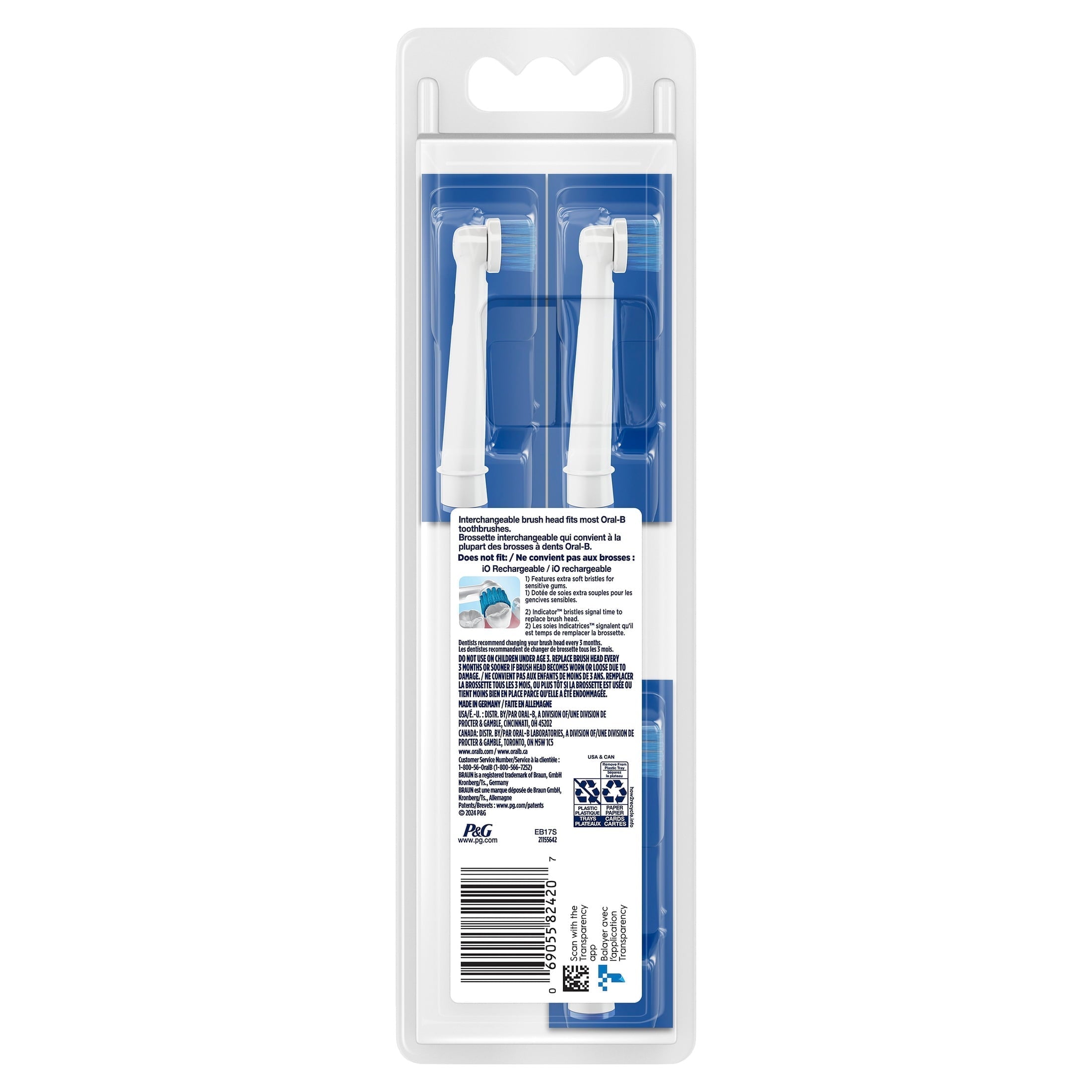 Toothbrush, Sensitive Gum Care Replacement Electric Toothbrush Head, 3 Count