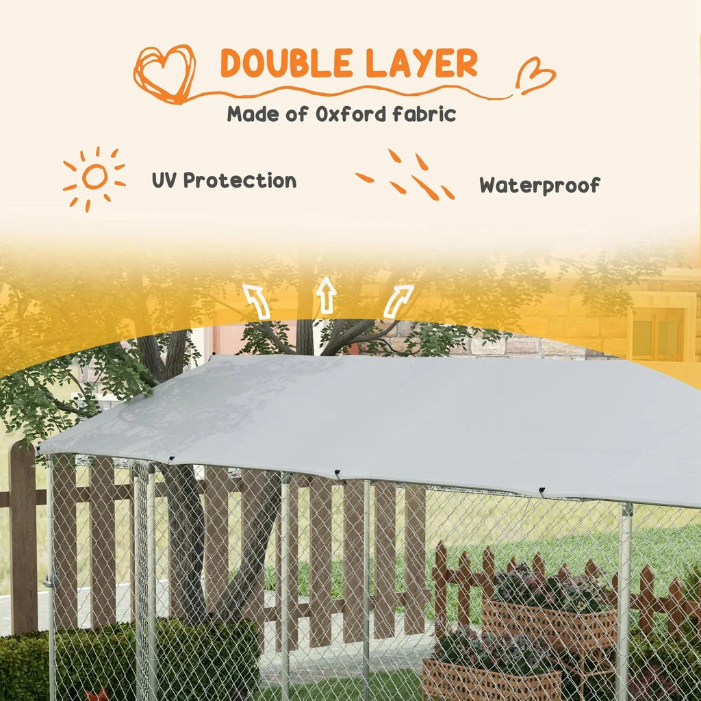 PawHut 19.7' x 7.5' x 7.5' Outdoor Dog Kennel W/ Waterproof Roof
