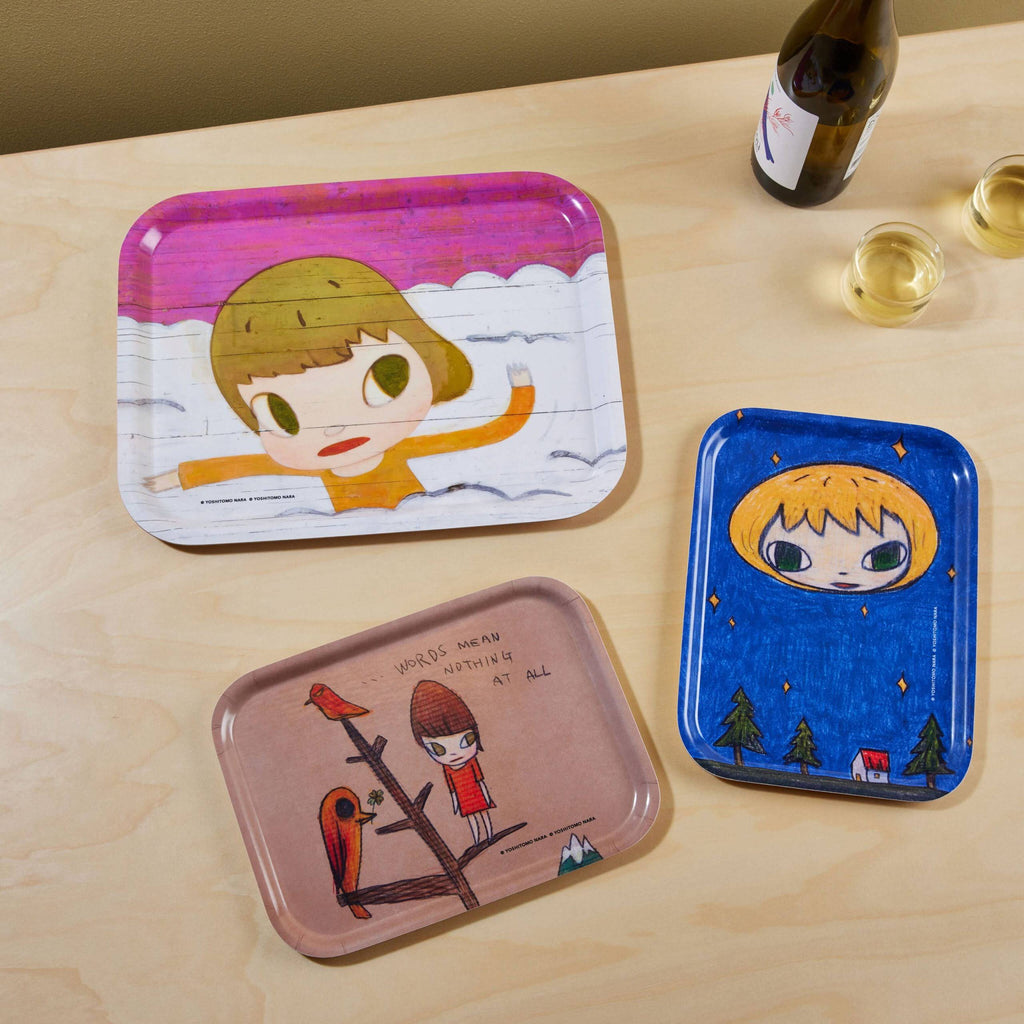 Yoshitomo Nara Birch Wood Tray - White/ Multi