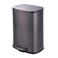 Qualiazero 13.2 Gal Stainless Steel Step on Kitchen Trash Can, Black