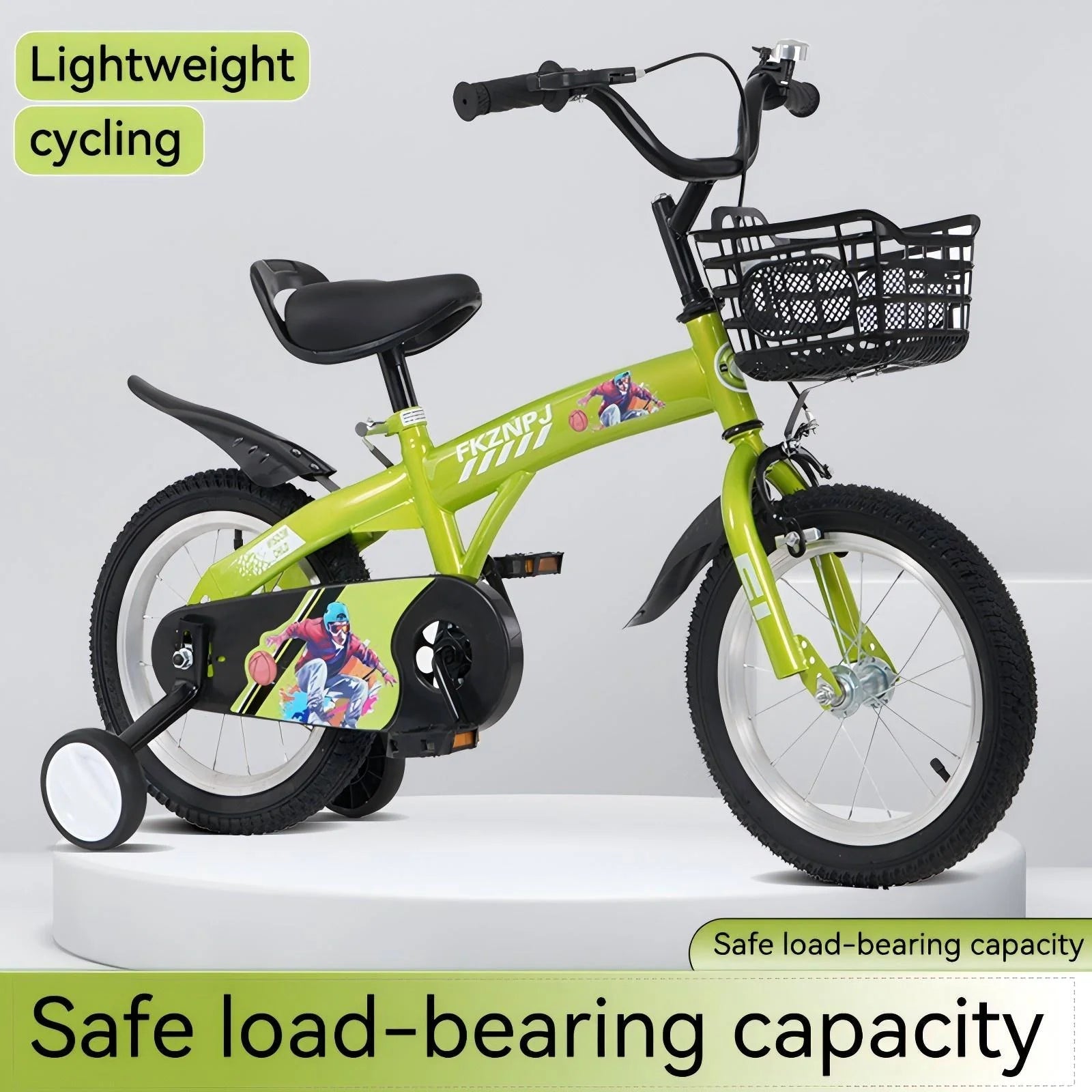 Baprem 18" Girls Bike for 5-9 Years Old Kids, Cute Kids Bike with Training Wheels, Steel Frame Sporty Children Bicycle, Pink
