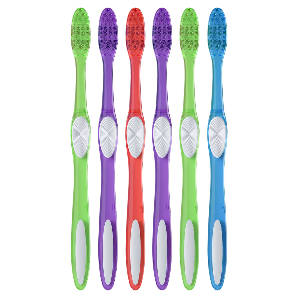 (2 pack)  Toothbrush Pack, Essential Clean Manual Toothbrushes, Medium Bristles, 6 Count