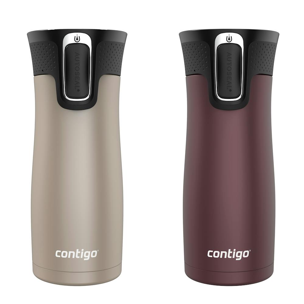 West Loop 2.0 Leak-Proof Spill-Proof Insulated Stainless Steel Travel Mug, 16 Oz., 2-Pack - Brown Sugar Soft Touch & Chocolate Truffle Soft Touch