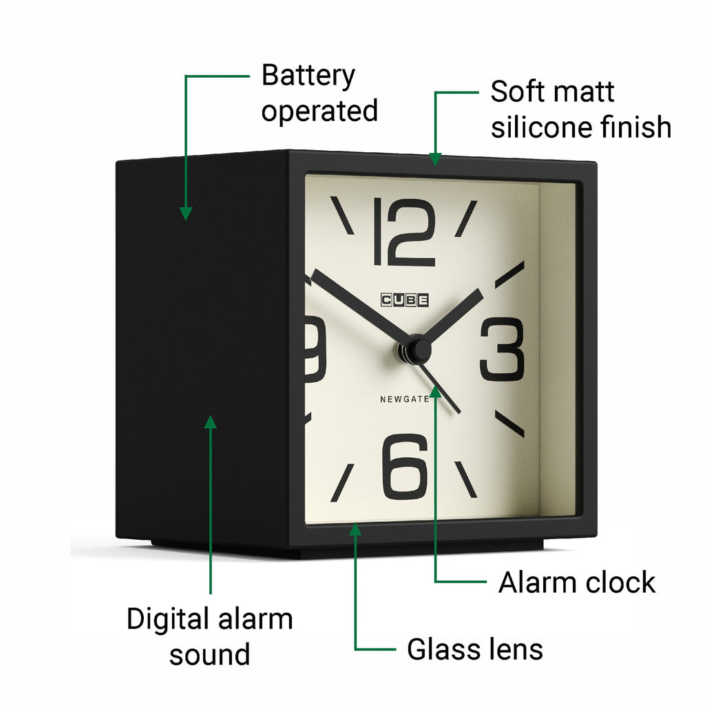 Newgate Cube Alarm Clock - Black