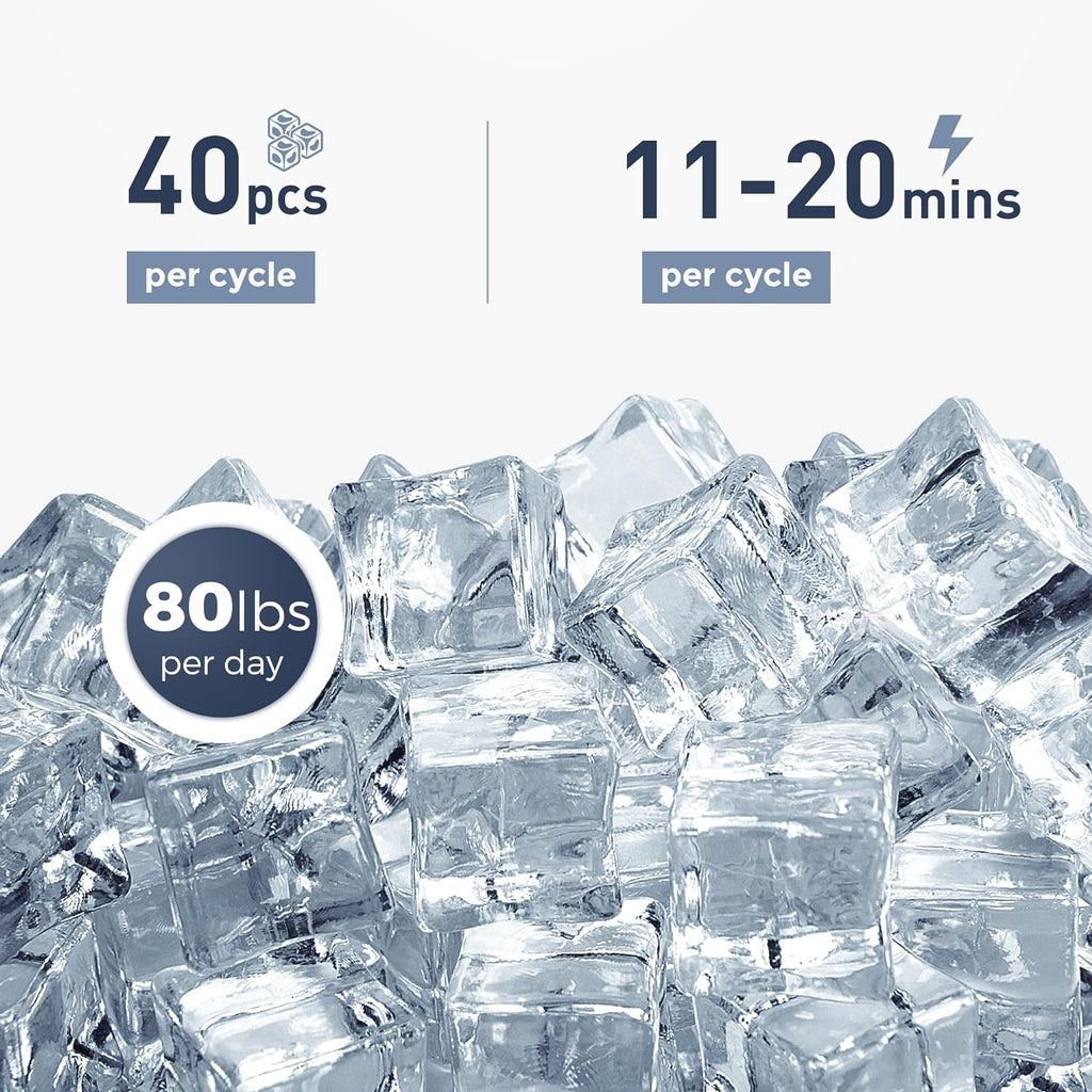 Commercial Under Counter Ice Maker Machine 80Lbs/Day with 24lbs Ice Storage Built-in Drain Pump/Automatic Cleaning/Timing Setting/Smart LCD Panel Ideal for Both Home and Commercial Use