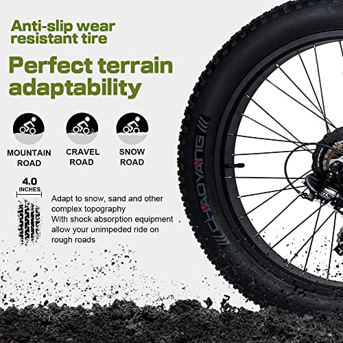 750W Electric Bike 26  Fat Tire Adult Electric Bicycles 48V 13AH Removable Lithium Battery Ebike with Suspension Fork Aluminium Frame Beach Snow Mountain E-Bike for Adults