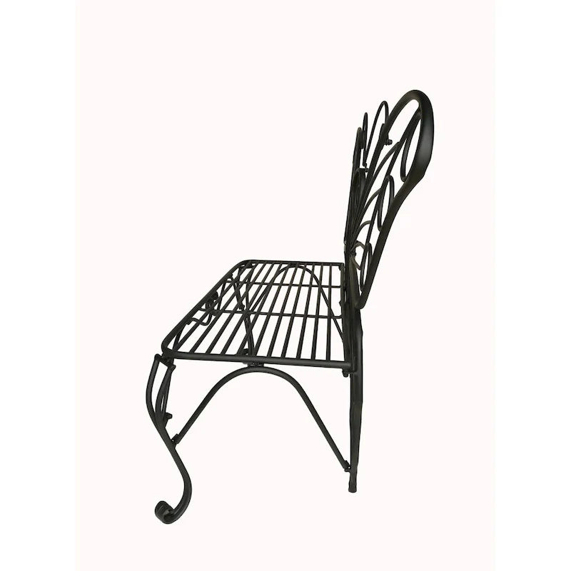 Antique Black Metal Butterfly Bench