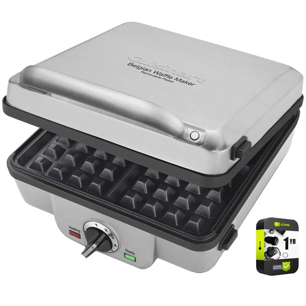 Cuisinart WAF-300P1 Belgian Waffle Maker with Pancake Plates Bundle with 1 Year Extended Protection Plan, Size: One size, Silver