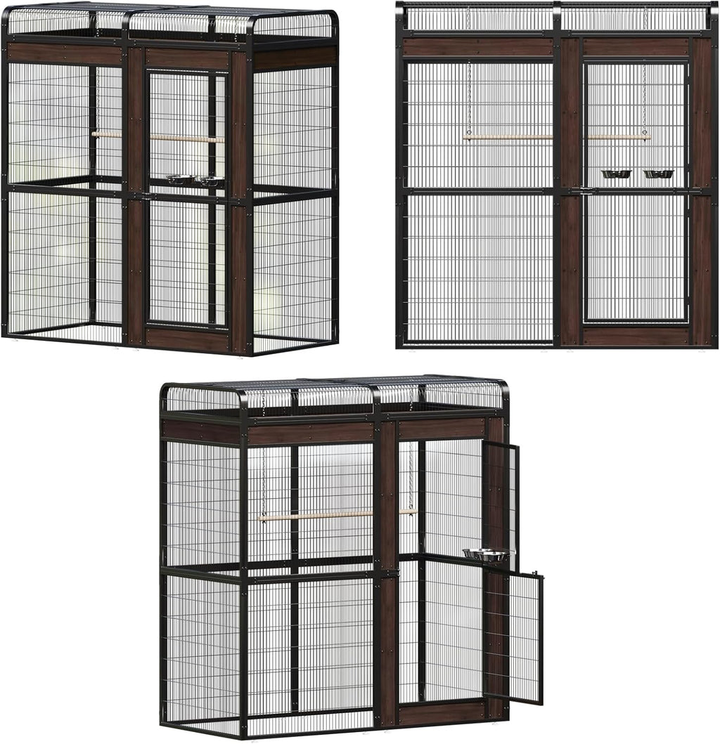 Large Outdoor Bird Cage Aviary for Parakeets, Parrots, Black