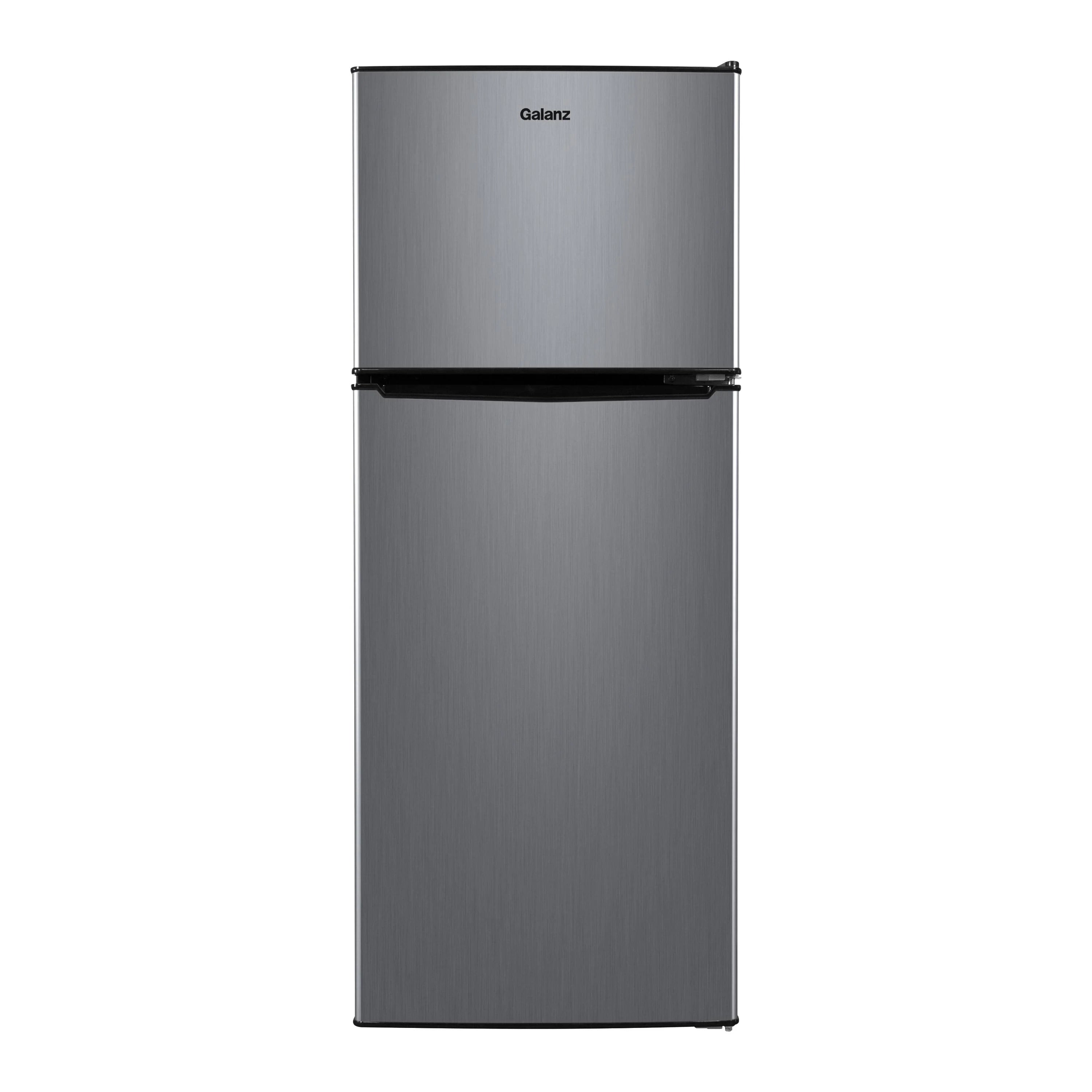 Galanz 4.6. Cu ft Stainless Steel Look, 2-door Estar Compact Fridge with Freezer, Silver