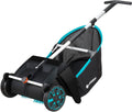 Gardena Leaf and Grass Collector, Manual, Plastic, 27.5" Cutting Width, Modern Style, Black/Turquoise/Orange/Gray, Model 03565-20