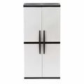 HDX Gray Plastic Freestanding Garage Cabinet with Adjustable Shelves & Lockable Doors, 35"W x 71"H x 18"D