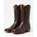 Square toe cowboy boots in dark chocolate brown leather