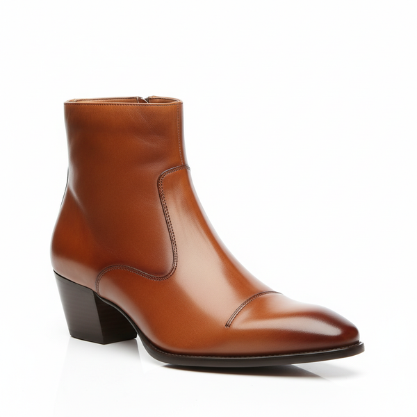 Cognac Leather Dress Boot