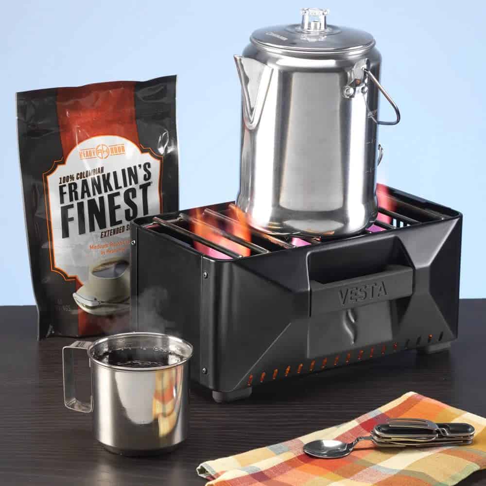 InstaFire VESTA Self-Powered Compact Heater & Stove, Indoor/Outdoor, Black, Camping/Emergency Use